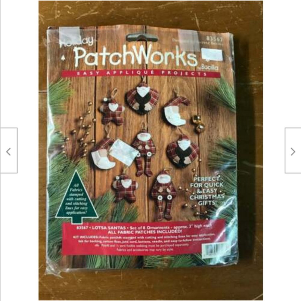 Lotsa Santas Felt Craft Kit #83567 Bucilla Holiday Patchworks Makes 8 Ornaments